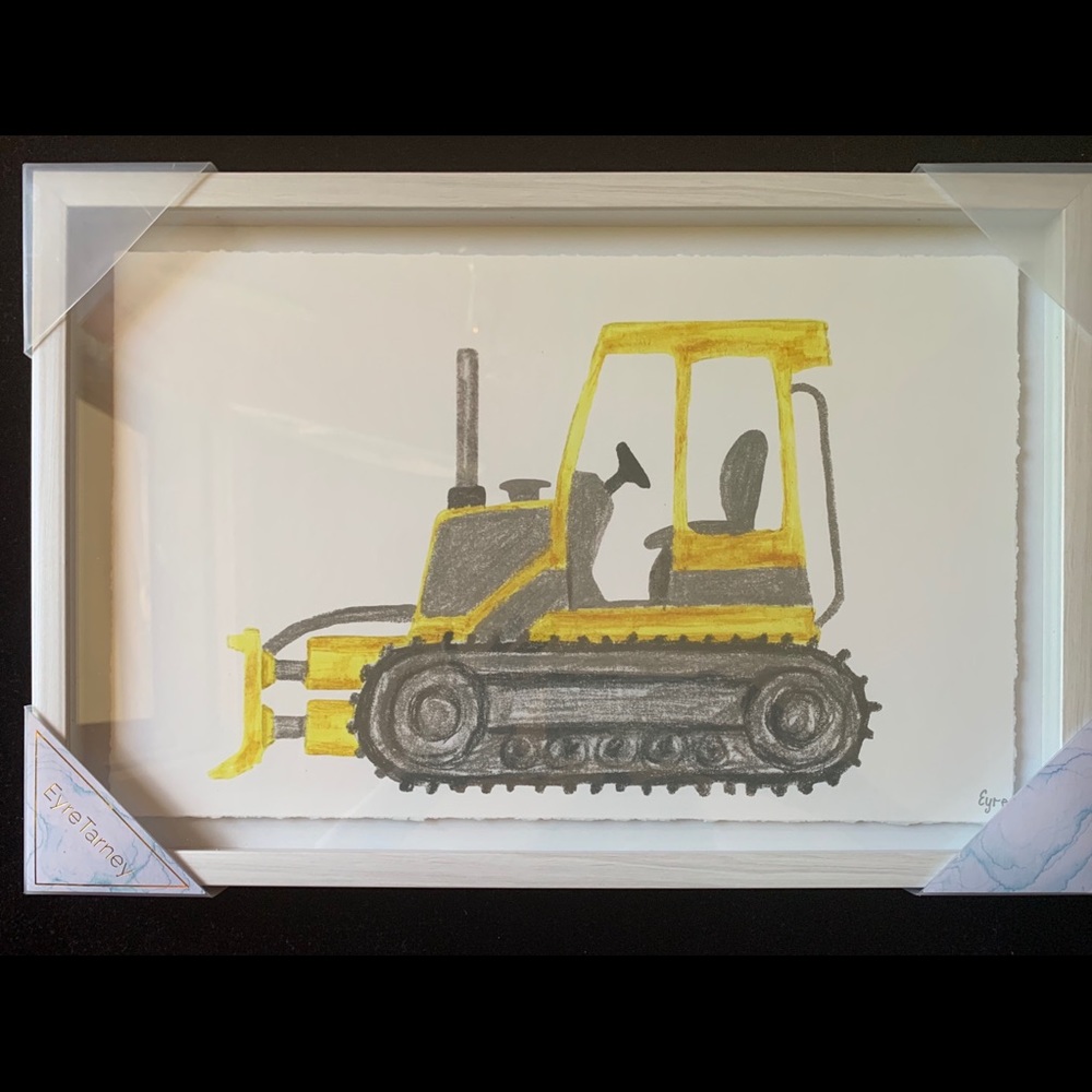 REDUCED! Plexi-glass framed art-kids-Construction